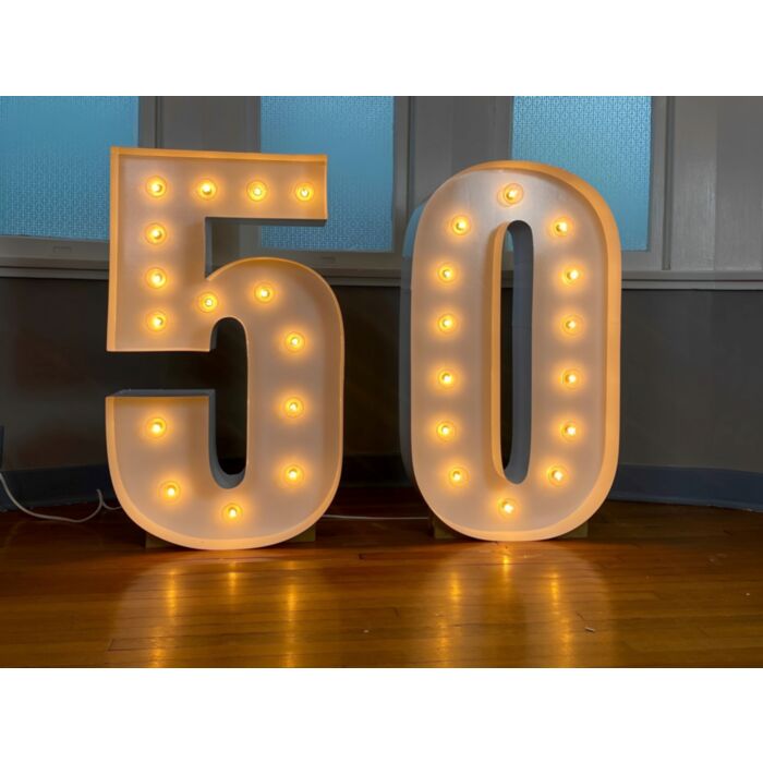 Illuminated marquee numbers on display